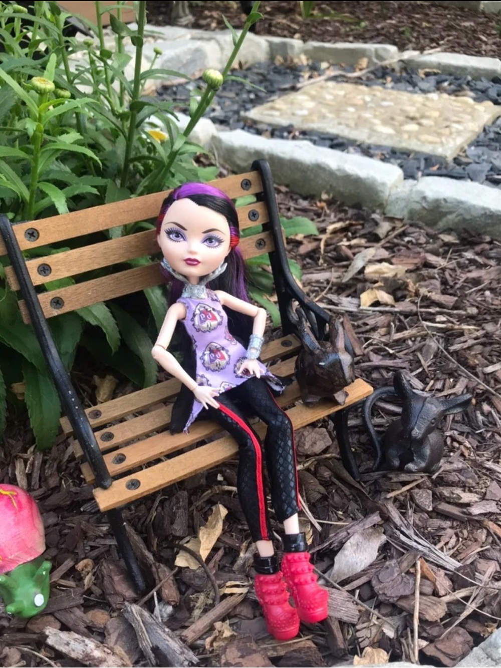 Purple Doll Outfit with Black & Red Accents for Fashion Dolls